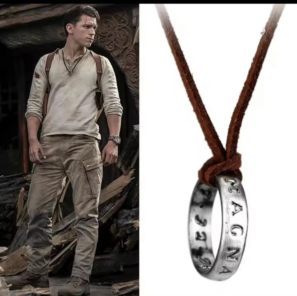 Men's Necklace Leather Nathan Drake Uncharted 4 New f68‎